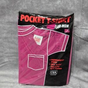 Vintage Pocket T-Shirt Medium Fuchsia 80 90s Sealed Single‎ Stitch Deadstock New
